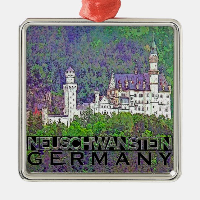 Neuschwanstein Silbernes Ornament (Vorne)