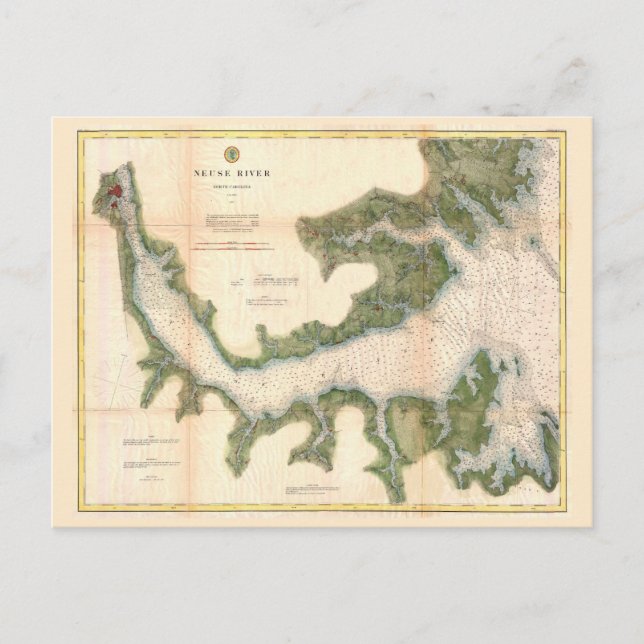 Neuse River North Carolina Vintage Karte (Vorderseite)