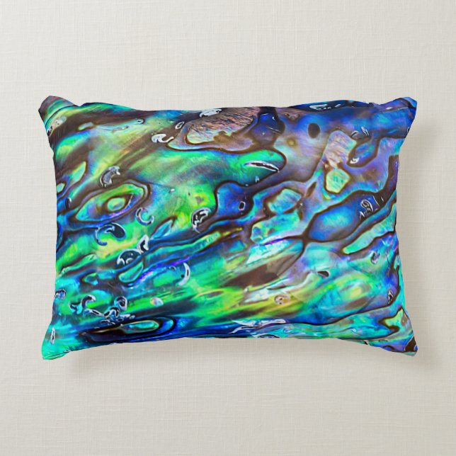 Neuseeland Abalone Paua Muschel Muster 1 Dekokissen (Vorderseite)