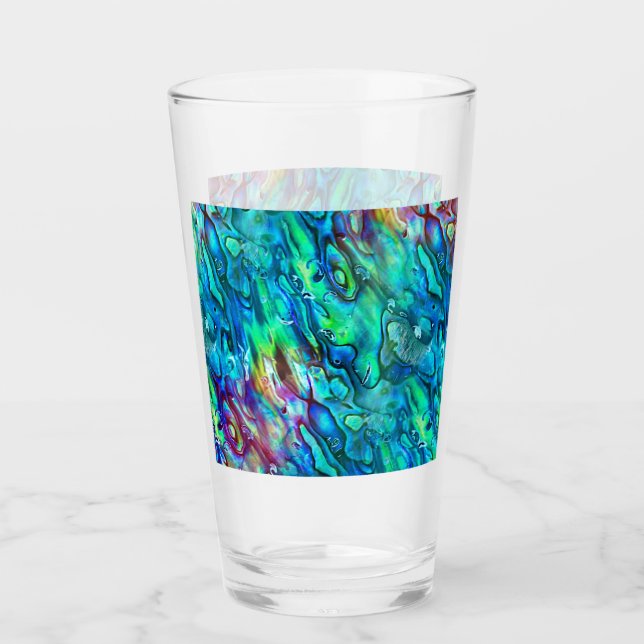Neuseeland Abalone Paua Muschel Muster 1 Glas (Vorderseite)