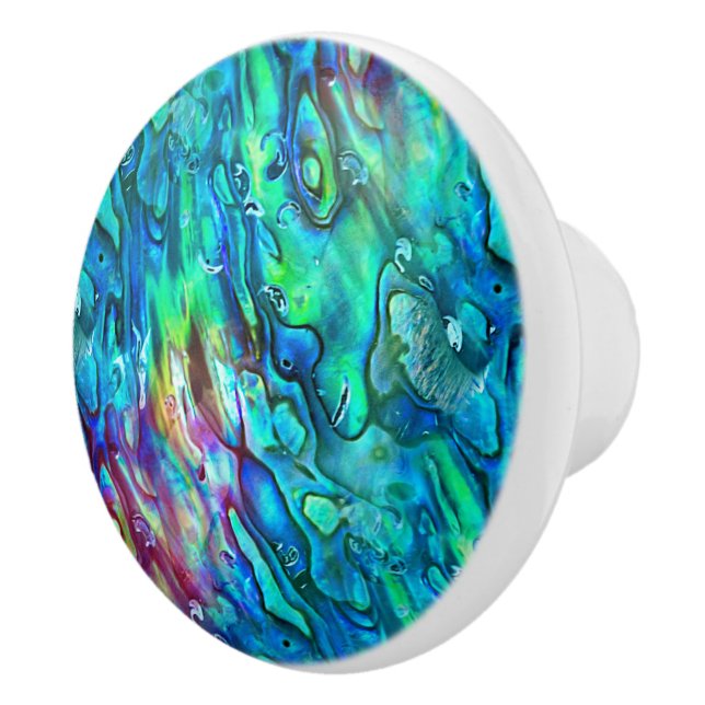 Neuseeland Abalone Paua Muschel Muster 1a Keramikknauf (Rechts)