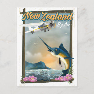 Neuseeland-Angelfischreiseplakat Postkarte
