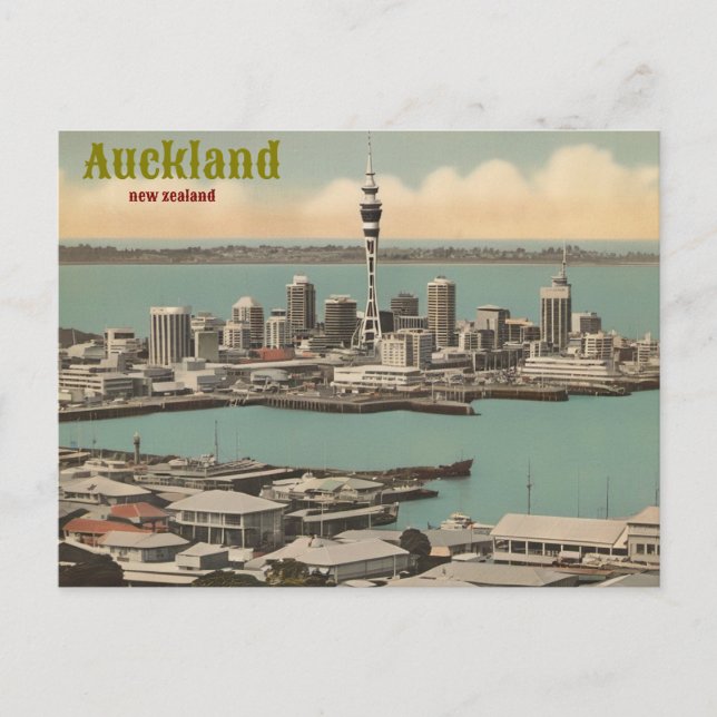 Neuseeland Auckland Vintag Art Travel ‏ Postkarte (Vorderseite)