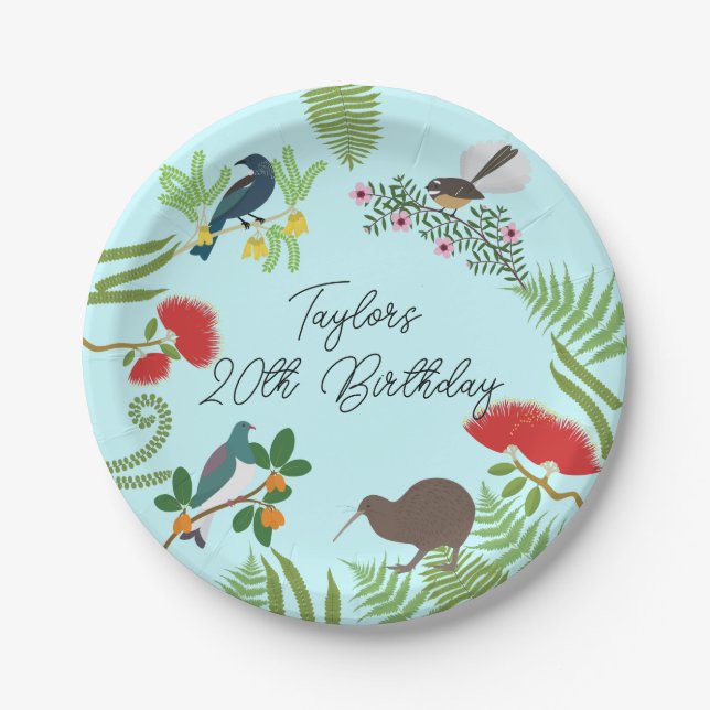 Neuseeland Bird Birthday Pappteller (Vorderseite)