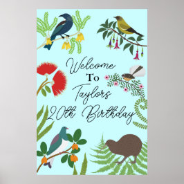 Neuseeland Bird Birthday Willkommen Poster