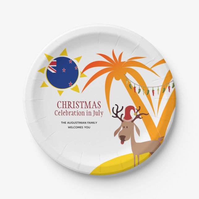 Neuseeland CHRISTMAS IM JULI Pappteller (Vorderseite)