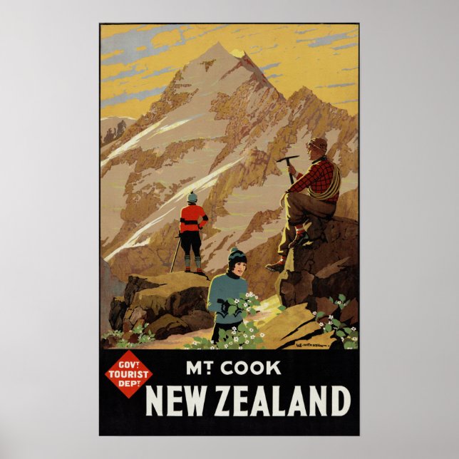 Neuseeland - Cook Vintage Poster restauriert (Vorne)
