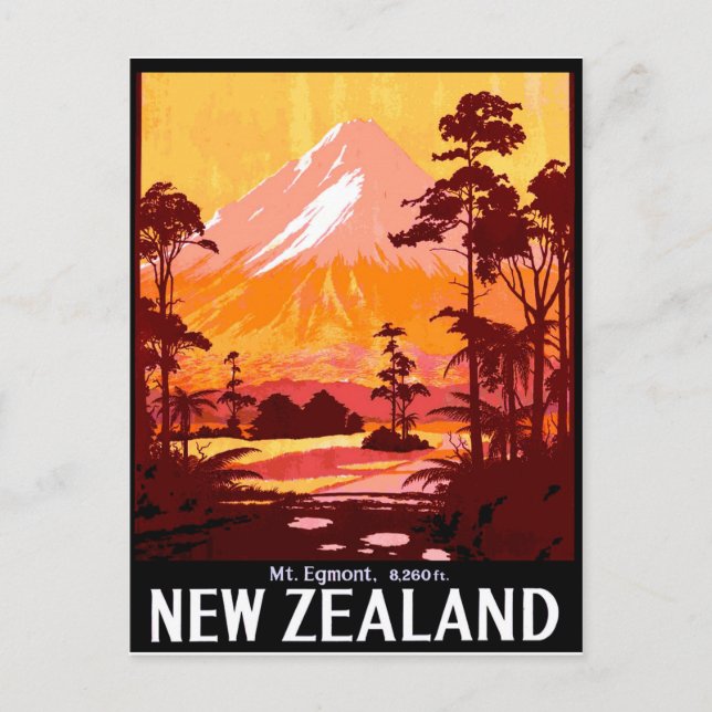 Neuseeland, Egmont, Jahrgangsreise Postkarte (Vorderseite)