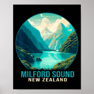 Neuseeland erkunden Sound Nature Hiking Poster