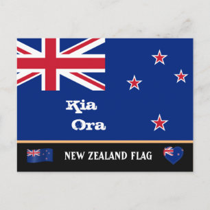 Neuseeland Fahne & Zealand Reisen, Urlaub/Sport Postkarte
