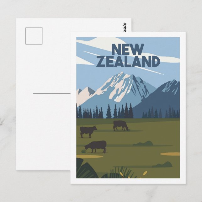 Neuseeland Famous Travel Place Illustration Postkarte (Vorne/Hinten)
