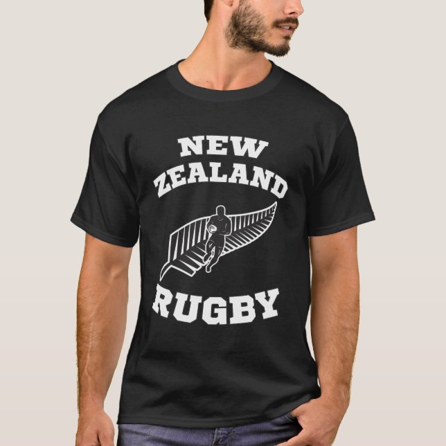 Neuseeland Flag Kiwis Rugby Team T-Shirt (Vorderseite)