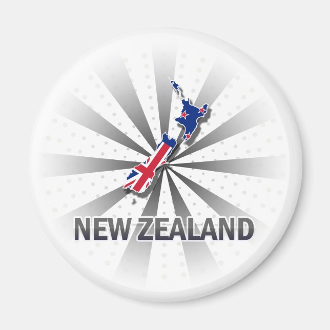 Neuseeland Flag Map 2.0 Magnet (Vorne)