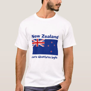 Neuseeland-Flagge + Karte + Text-T-Shirt T-Shirt