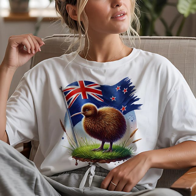 Neuseeland-Flagge & Kiwi-Vogel T-Shirt (Von Creator hochgeladen)