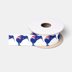 Neuseeland-Flagge mit Kiwi-Silhouette Satinband