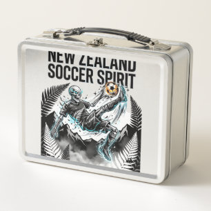 Neuseeland Fußball Geist Skelett Stürmer Nationen Metall Brotdose