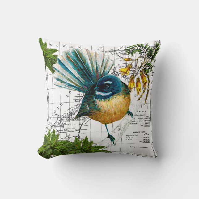 Neuseeland gebürtiges Fantail-Kissen Kissen (Vorderseite)
