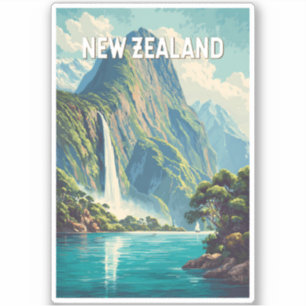 Neuseeland Illustration Reise Kunst Vintage Aufkleber
