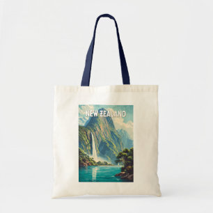 Neuseeland Illustration Reise Kunst Vintage Tragetasche