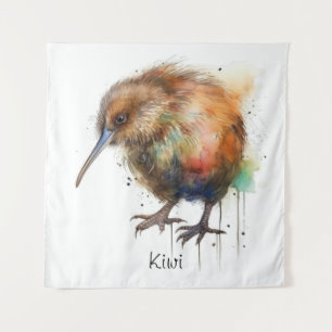 Neuseeland Kiwi Aquarell benutzerdefinierbar Wandteppich