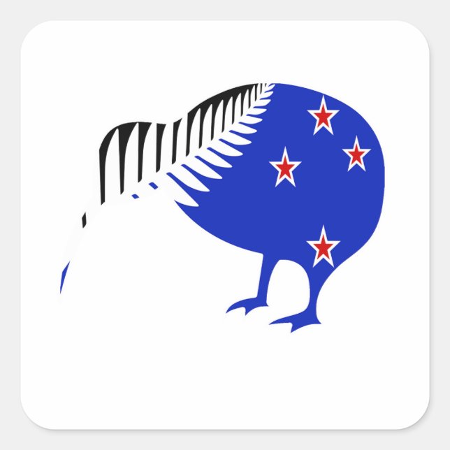 Neuseeland Kiwi Bird Sticker, Neuseeland Quadratischer Aufkleber (Vorderseite)