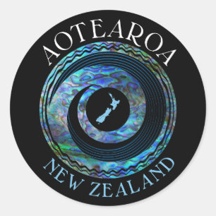 NEUSEELAND KORU KARTE PAUA RUNDER AUFKLEBER