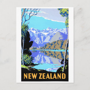 Neuseeland Lake Matheson Vintage-Reiseposter Postkarte