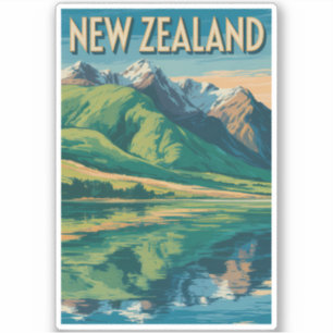 Neuseeland Landschaft Illustration Reise Kunst Aufkleber