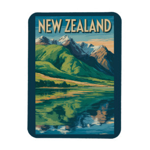 Neuseeland Landschaft Illustration Reise Kunst Magnet