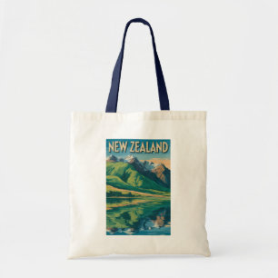 Neuseeland Landschaft Illustration Reise Kunst Tragetasche