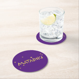 Neuseeland Maori - Matariki Stars 2 Runder Pappuntersetzer