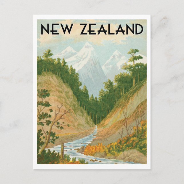 Neuseeland mit Vintage-Reisestil Postkarte (Vorderseite)