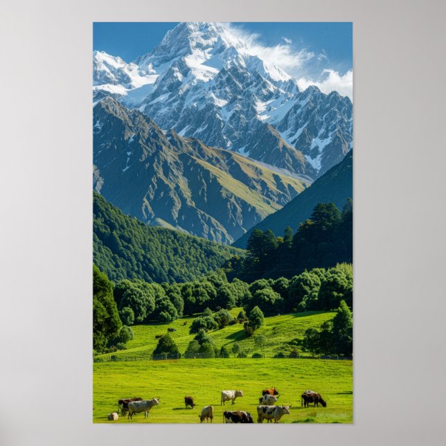 Neuseeland Naturlandschaft: Fernsicht Poster (Vorne)