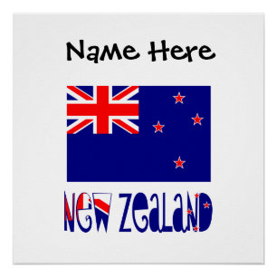 Neuseeland Neuseeländer Flagge Schwarz Personalisi Poster