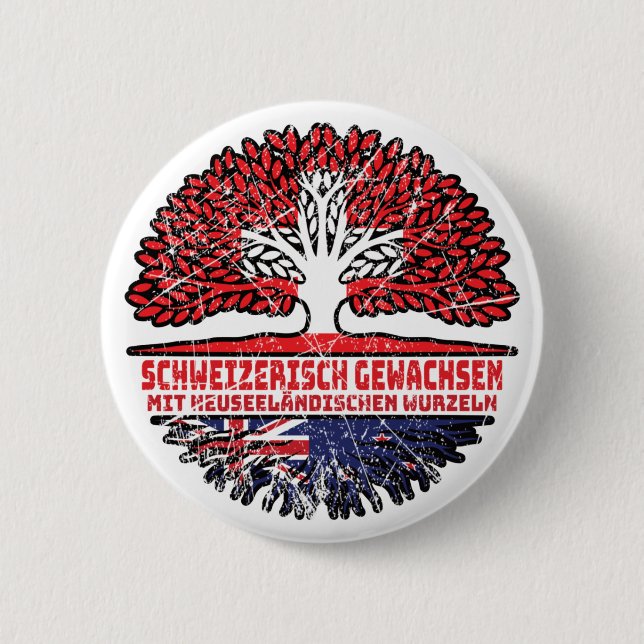 Neuseeland Neuseeländisch Schweizer Schweiz Baum Button (Vorderseite)