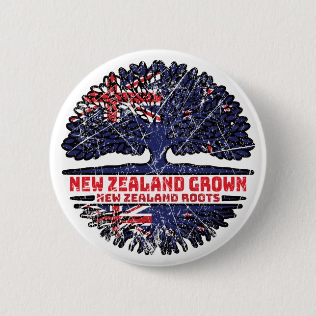 Neuseeland - Neuseeländischer Kiwi Tree Roots Flag Button (Vorderseite)