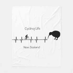 Neuseeland-Radfahren-Herzschlag Kiwi-Bike-Geschenk Fleecedecke