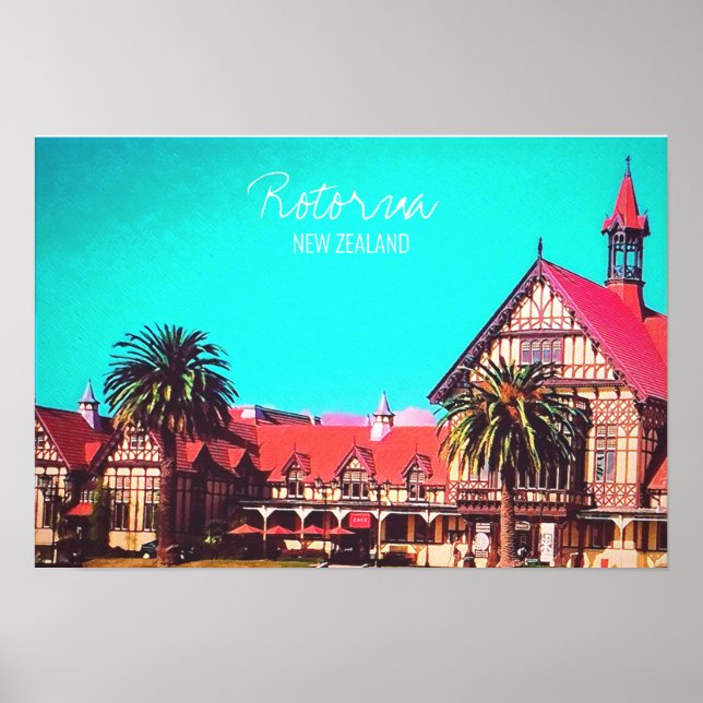 Neuseeland reisen Rotorua Museum Poster (Vorne)