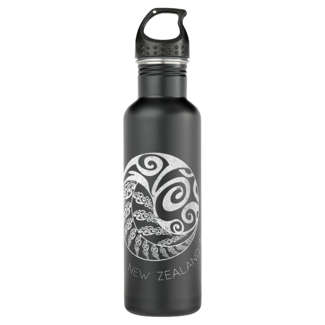 Neuseeland Rugby Maori Inspirierte Kiwi & Silver F Edelstahlflasche (Vorderseite)