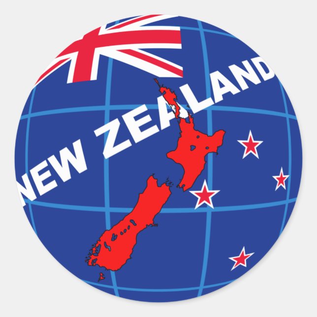 Neuseeland Runder Aufkleber (Vorderseite)