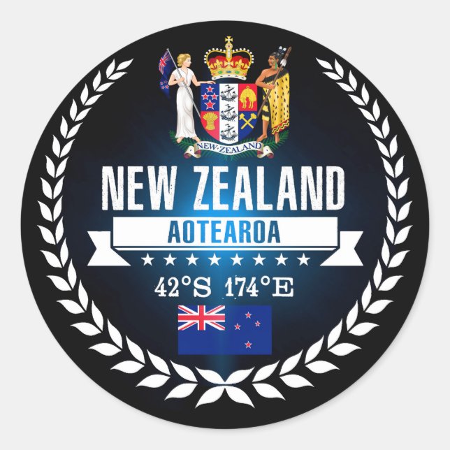 Neuseeland Runder Aufkleber (Vorderseite)