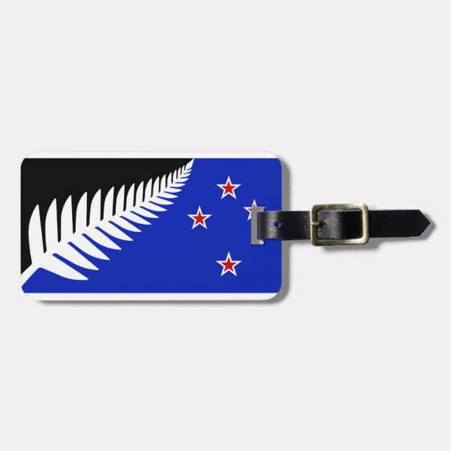Neuseeland Silberfahne Gepäckanhänger (Vorderseite horizontal)