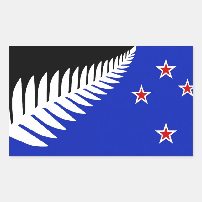 Neuseeland Silberfahne Rechteckiger Aufkleber (Vorderseite)