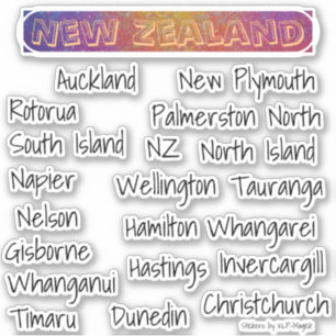 Neuseeland - Städte und Gemeinden Aufkleber