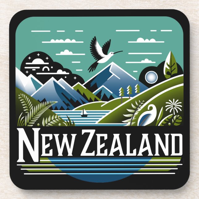 Neuseeland Südpazifik Getränkeuntersetzer (Vorderseite)