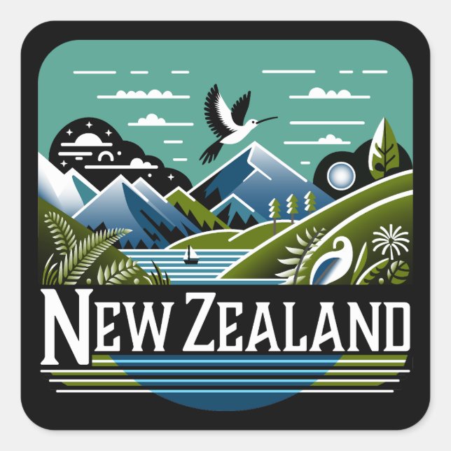 Neuseeland Südpazifik Quadratischer Aufkleber (Vorderseite)