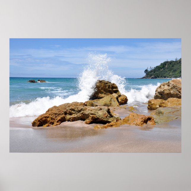 Neuseeland Tairua Beach Waves Poster (Vorne)
