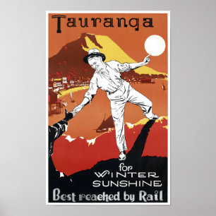 Neuseeland Tauranga Vintage Poster restauriert