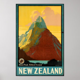 Neuseeland Travel Vintage Poster